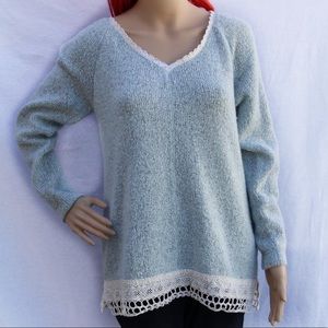 ⛄️ Sanctuary Heathered Mint Knit Sweater with lace